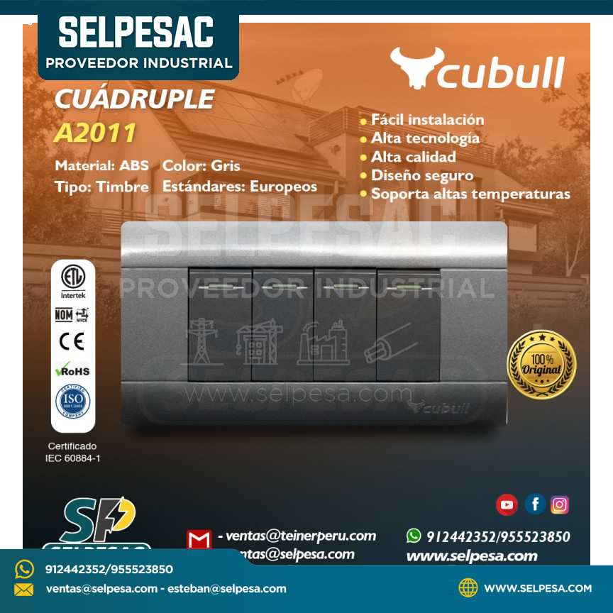 CUBULL - INTERRUPTOR CUÁDRUPLE A2011 GRIS
