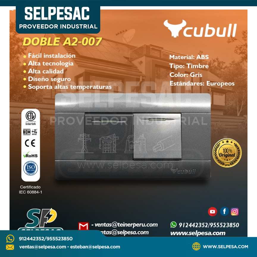 CUBULL - INTERRUPTOR DOBLE A2-007 GRIS