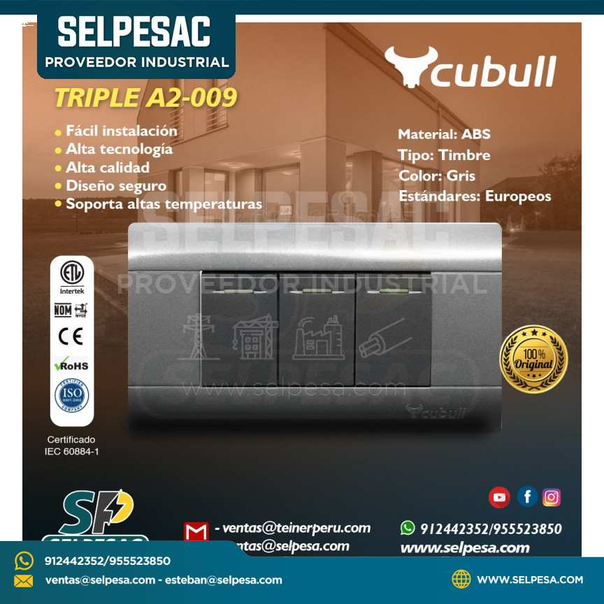 CUBULL - INTERRUPTOR TRIPLE A2-009 GRIS