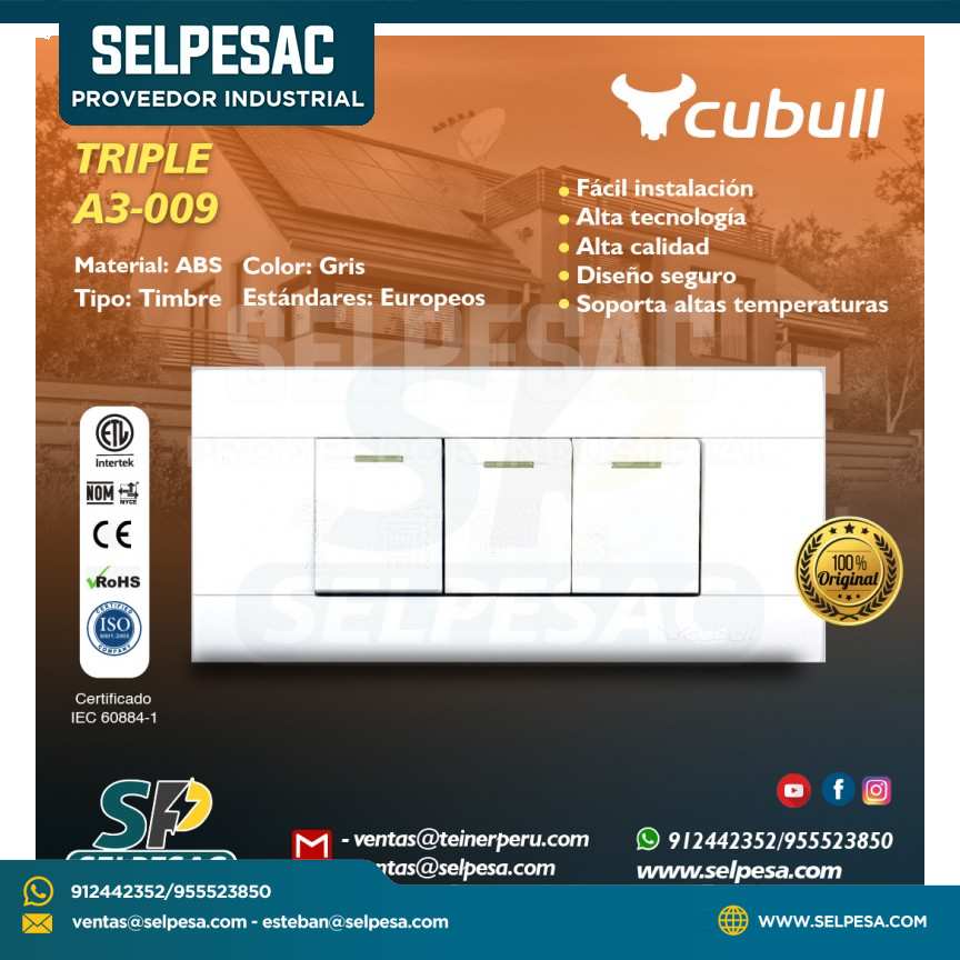 CUBULL - INTERRUPTOR TRIPLE A3-009 BLANCO