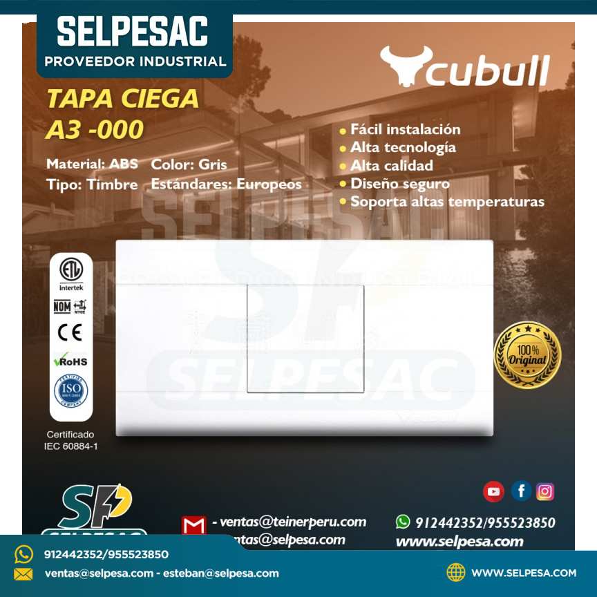 CUBULL - INTERRUPTOR TAPA CIEGA A3-000 BLANCO
