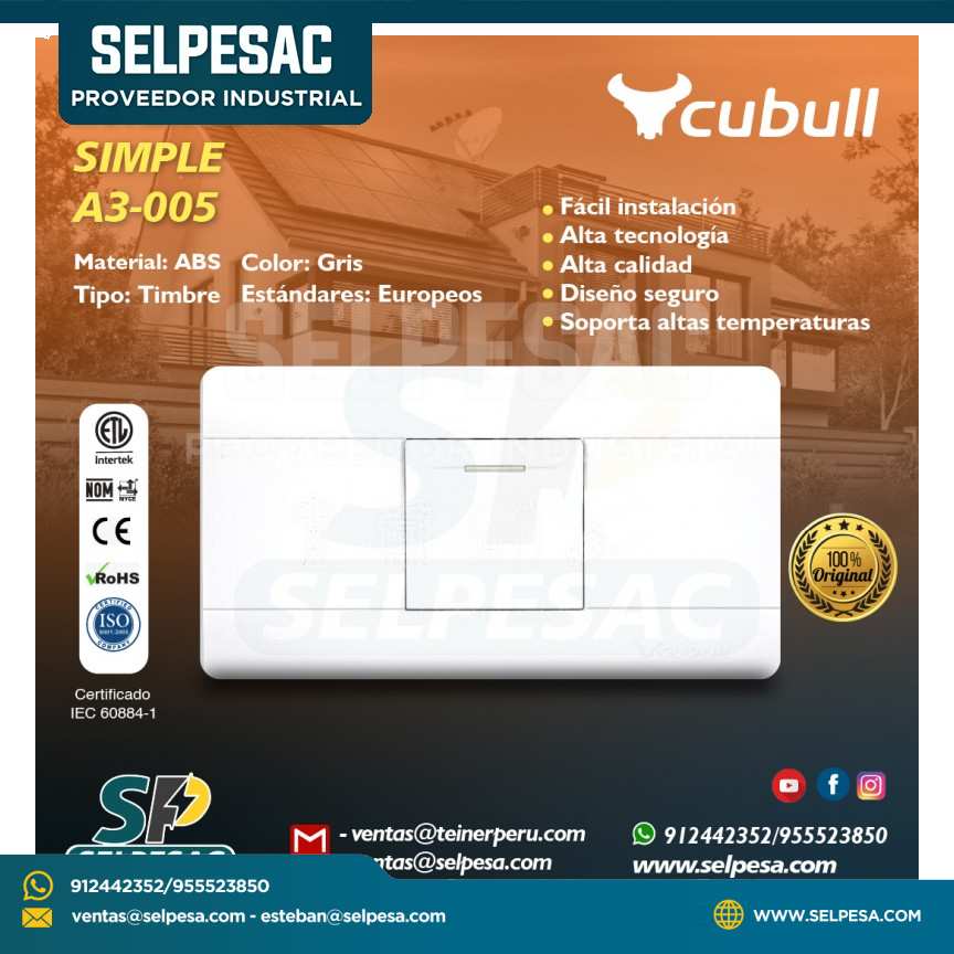 CUBULL - INTERRUPTOR SIMPLE A3-005 BLANCO