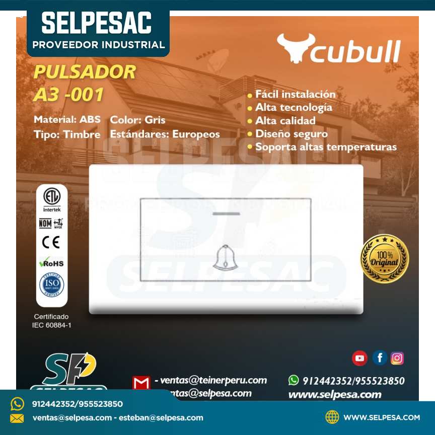 CUBULL - INTERRUPTOR PULSADOR A3-001 BLANCO