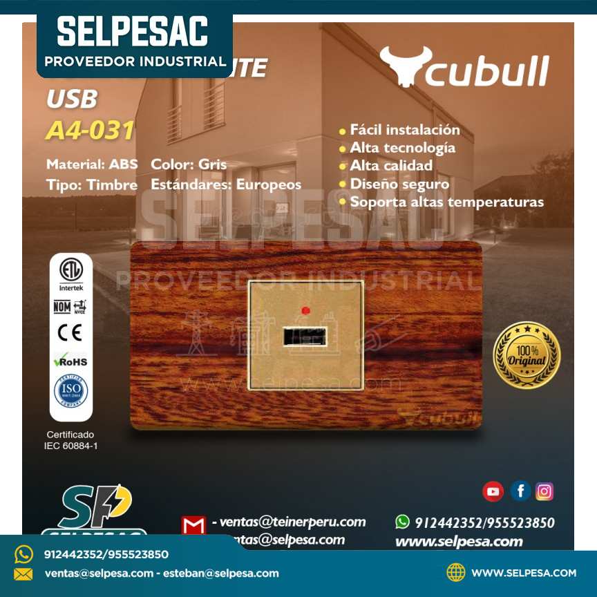 CUBULL - TOMACORRIENTE USB A4-031 MADERA