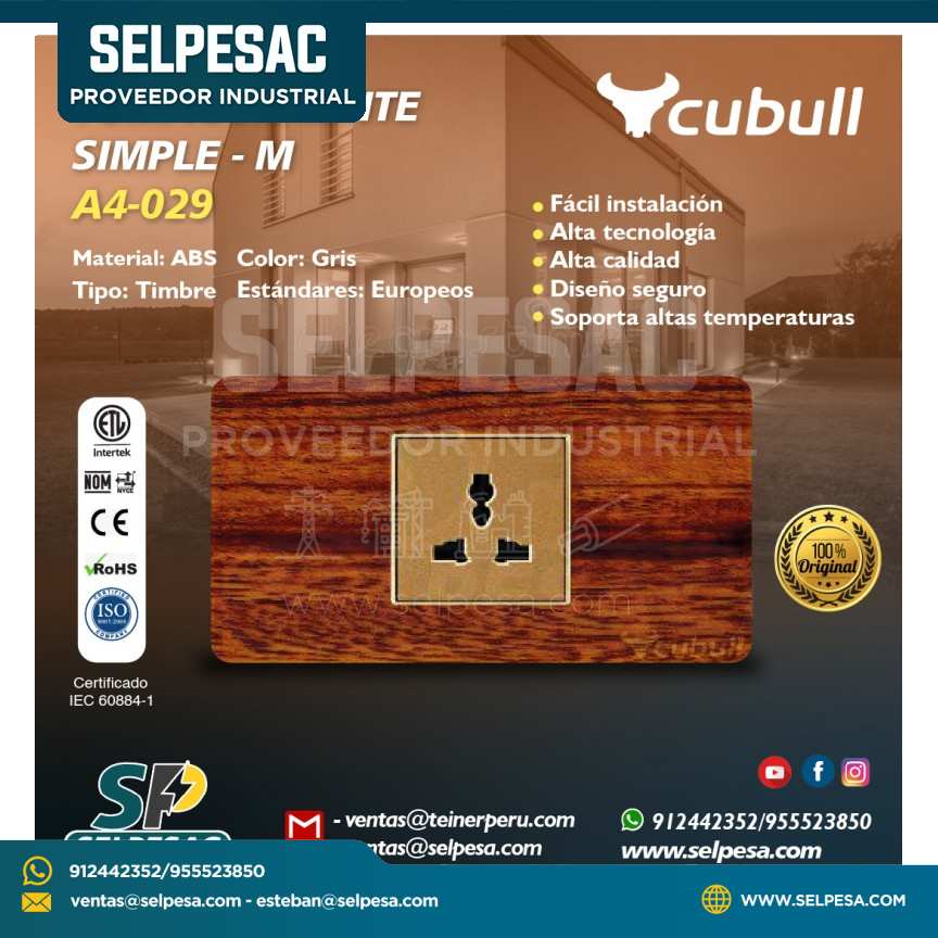 CUBULL - TOMACORRIENTE SIMPLE M - A4-029 MADERA