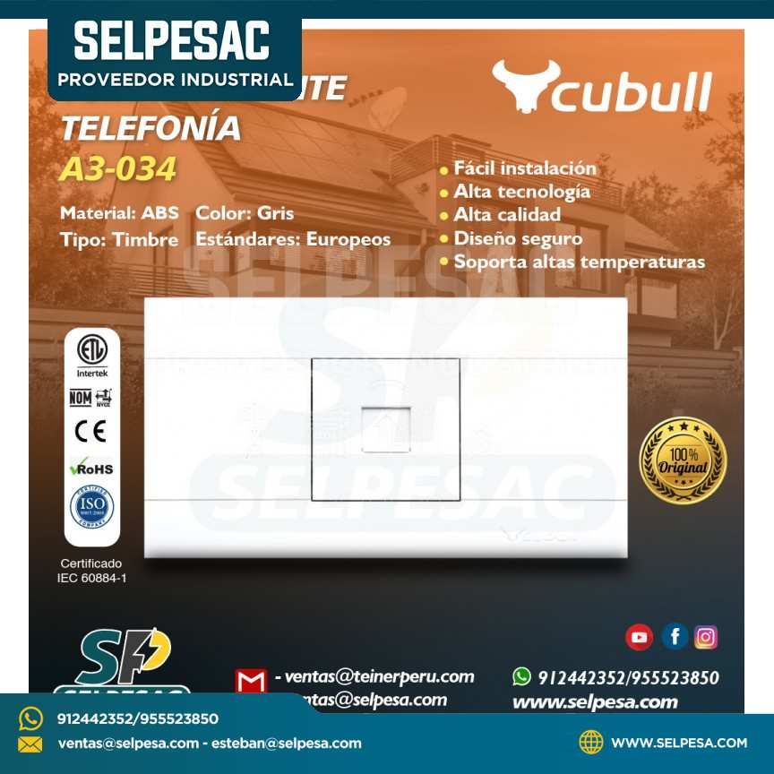 CUBULL - TOMACORRIENTE TELEFONÍA A3-034 BLANCO