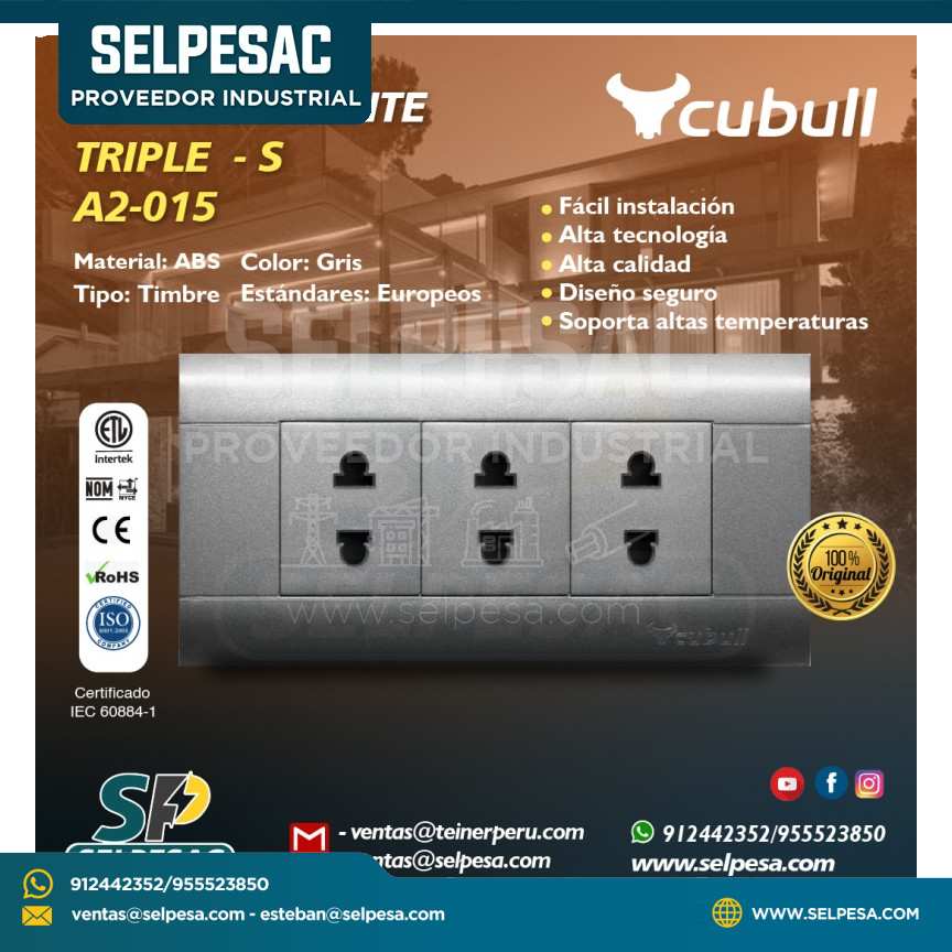 CUBULL - TOMACORRIENTE TRIPLE - S A2-015 GRIS