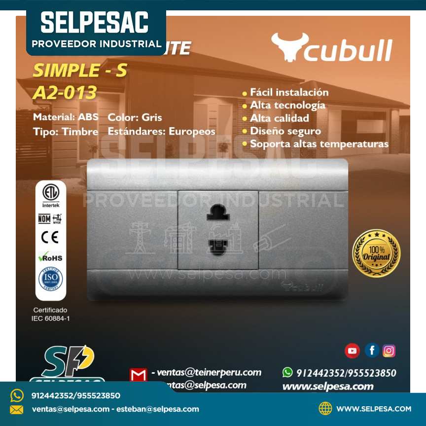 CUBULL - TOMACORRIENTE SIMPLE S - A2-013 GRIS