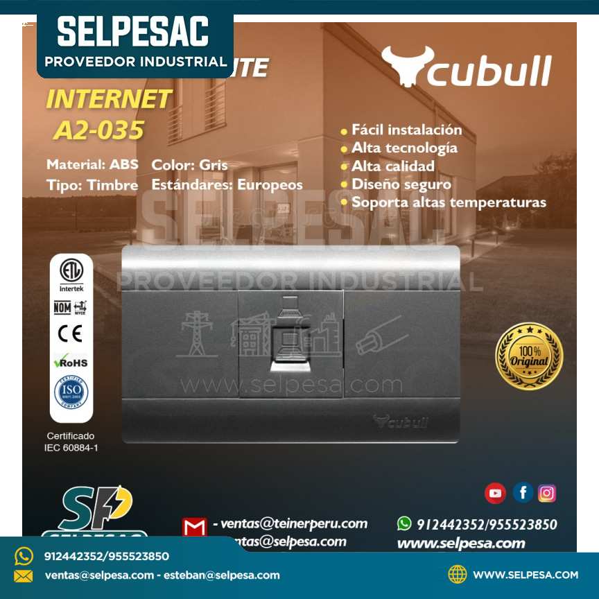 CUBULL - TOMACORRIENTE INTERNET A2-035 GRIS