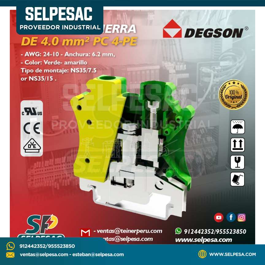 DEGSON - BORNERA A TIERRA DE 4.0MM AWG 34-19
