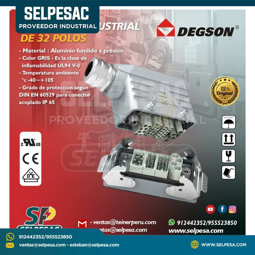 DEGSON - CONECTOR INDUSTRIAL DE 32 POLOS ALUMINIO