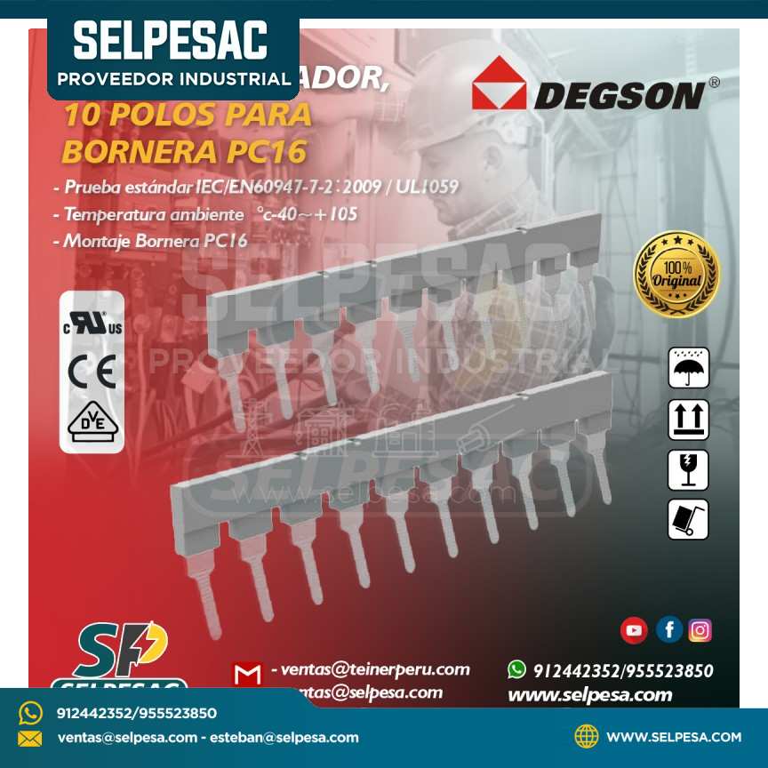 DEGSON - PEINE PUENTEADOR 10 POLOS PARA BORNERA