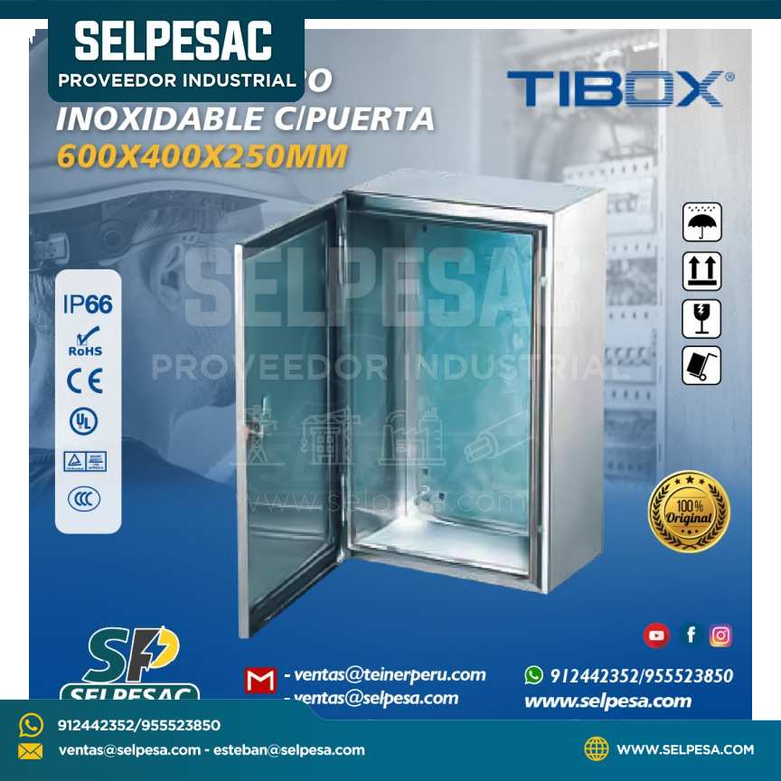 TIBOX - TABLERO ACERO INOXIDABLE C/PUERTA 600X400X250MM IP66
