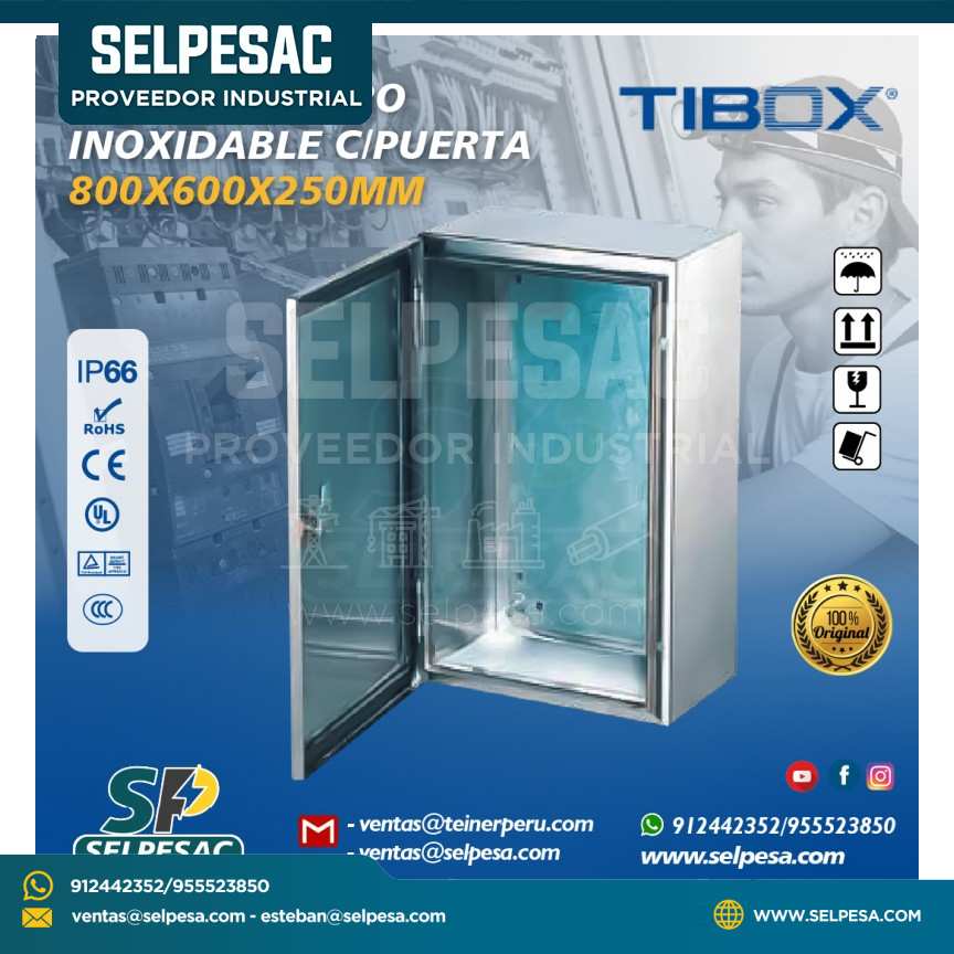 TIBOX - TABLERO ACERO INOXIDABLE C/PUERTA 800X600X250MM IP66