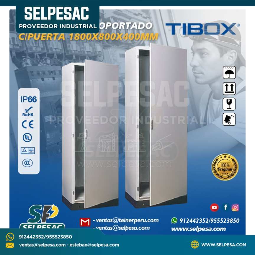 TIBOX - TABLERO AUTOSOPORTADO C/PUERTA 1800X800X400MM IP66