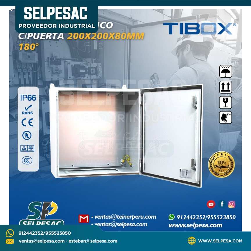 TIBOX - TABLERO METÁLICO C/PUERTA 200X200X80MM 180° IP66