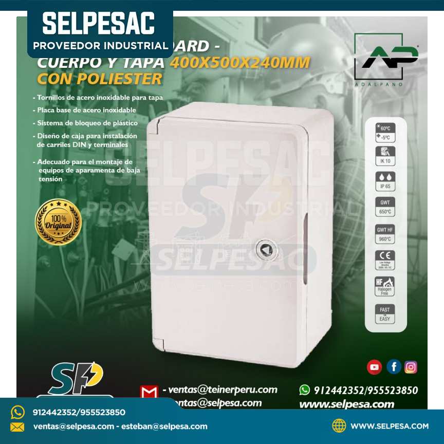 ADALPANO-ABS BOARD CON POLIESTER CUERPO Y TAPA 400X500X240MM
