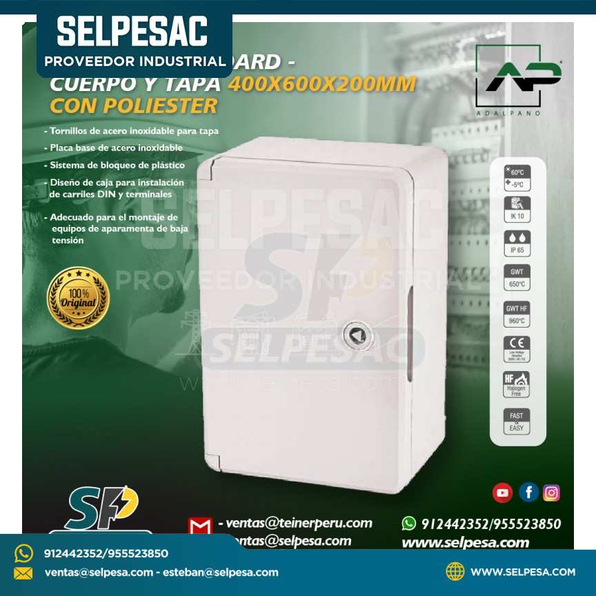 ADALPANO-ABS BOARD CON POLIESTER CUERPO Y TAPA 400X600X200MM