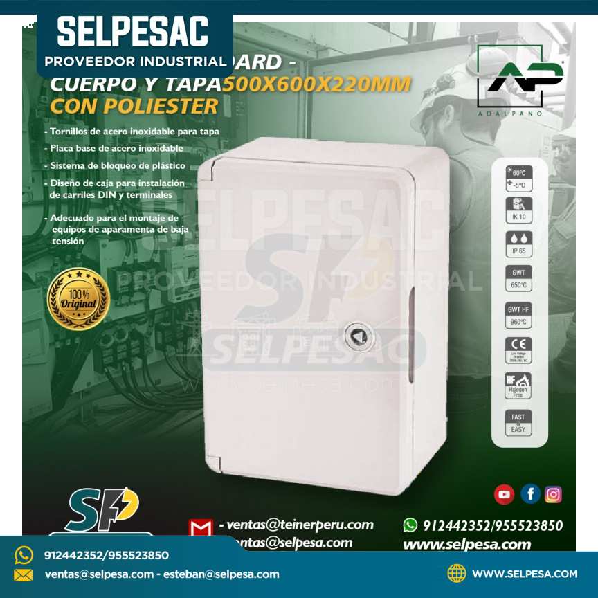 ADALPANO-ABS BOARD CON POLIESTER CUERPO Y TAPA 500X600X220MM