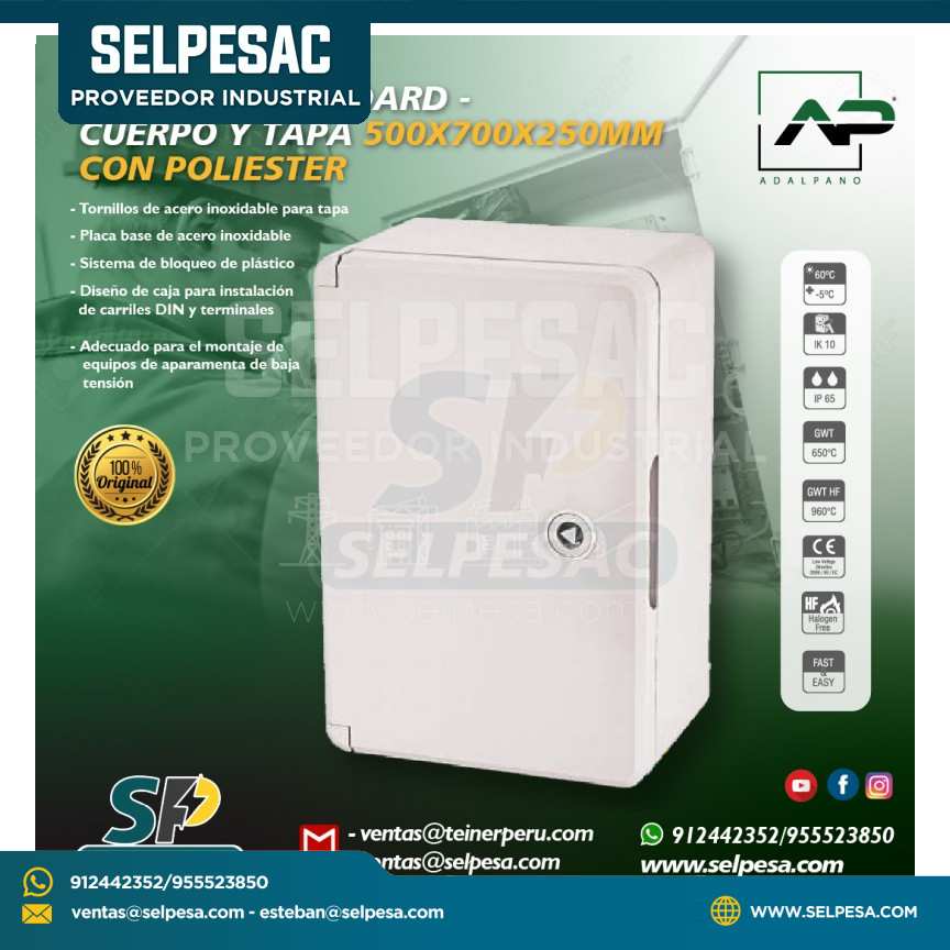 ADALPANO-ABS BOARD CON POLIESTER CUERPO Y TAPA 500X700X250MM