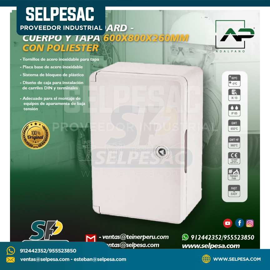 ADALPANO-ABS BOARD CON POLIESTER CUERPO Y TAPA 600X800X260MM