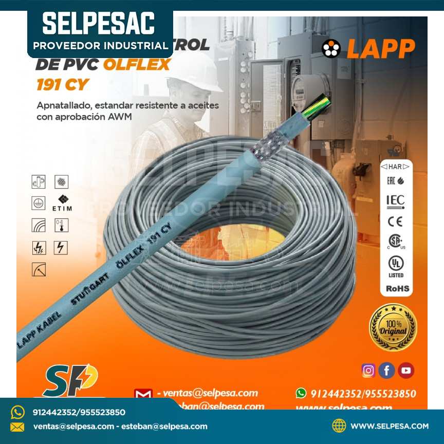 LAPP - CABLE DE CONTROL DE PVC OLFLEX 191 CY