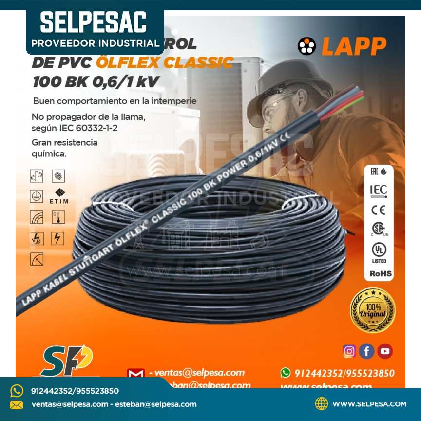 LAPP - CABLE DE CONTROL DE PVC OLFLEX CLASSIC 100 BK 0,6-1kV