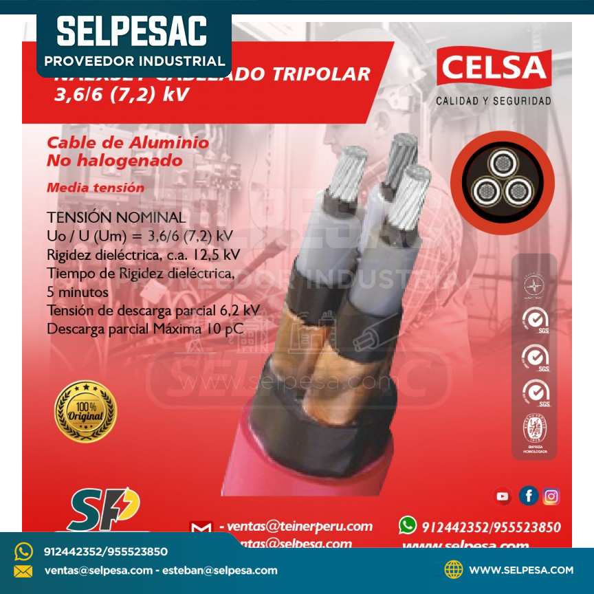 CELSA - NA2XSEY CABLEADO TRIPOLAR 3,6/6 (7,2) kV