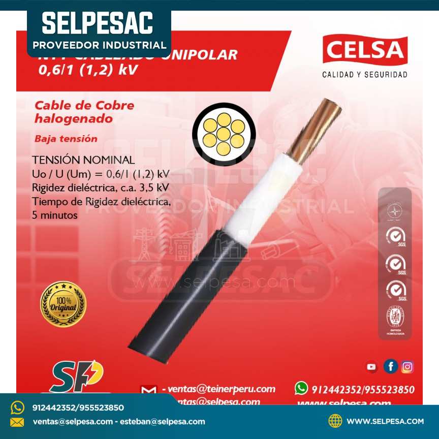 CELSA - NYY CABLEADO UNIPOLAR 0,6/1(1,2)kV COBRE HALOGENADO