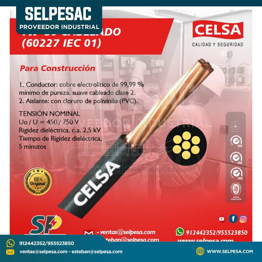 CELSA - TW-80 CABLEADO (60227 IEC 01) PARA CONSTRUCCIÓN UL
