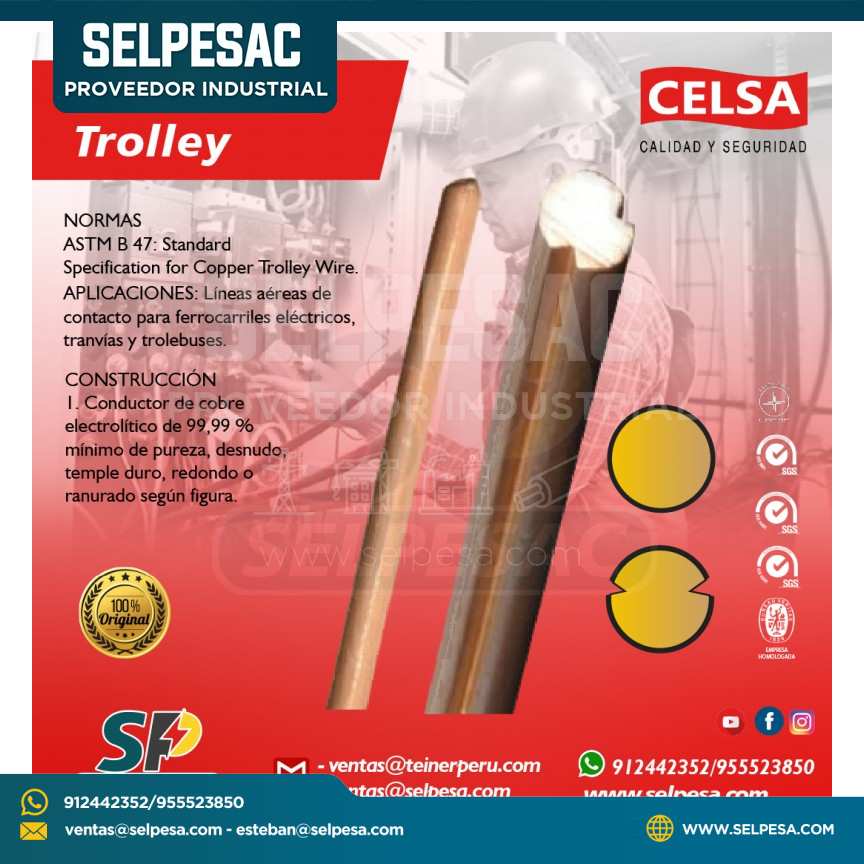 CELSA - ALAMBRES TROLLEY DE COBRE PARA AMARRE DE LÍNEA AÉREA