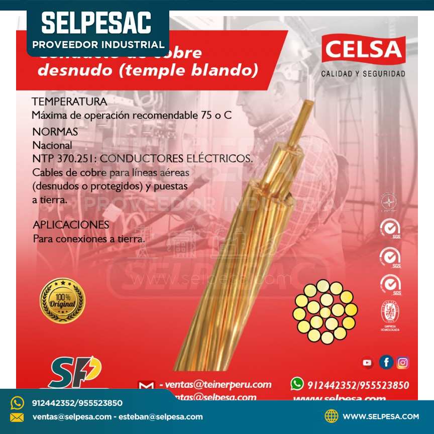 CELSA - CONDUCTO DE COBRE DESNUDO (TEMPLE BLANDO)