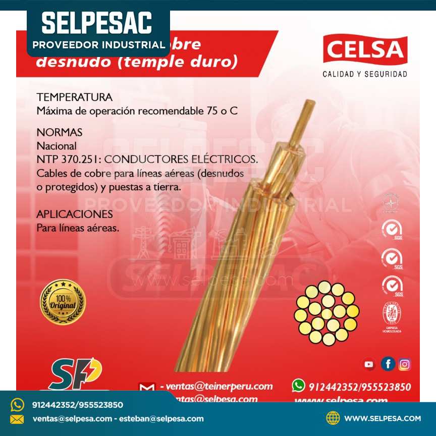 CELSA - CONDUCTO DE COBRE DESNUDO (TEMPLE DURO)