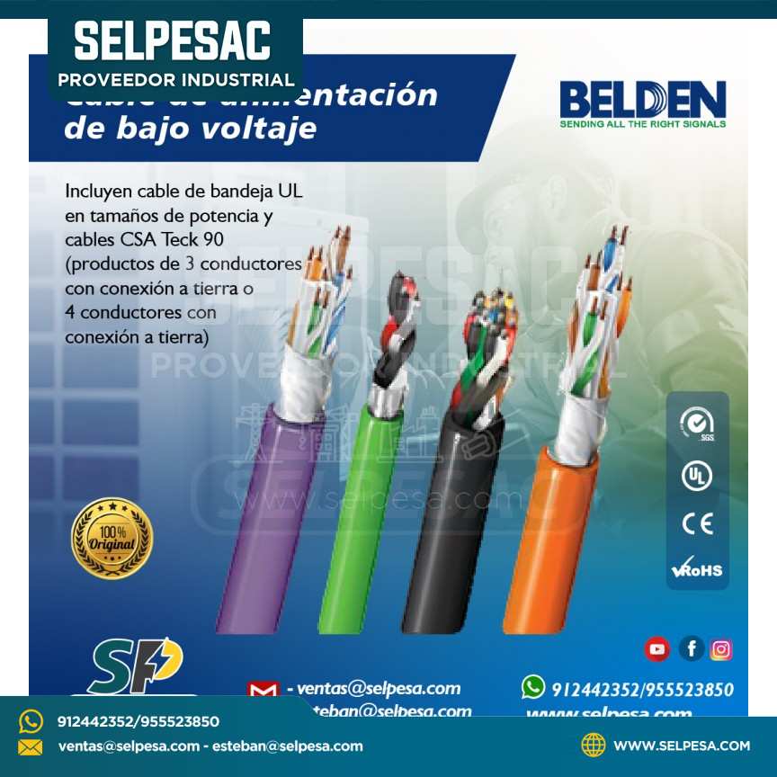 BELDEN - CABLE DE ALIMENTACIÓN DE BAJO VOLTAJE DE 4 CONDUCTORES CSA