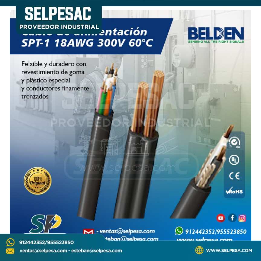 BELDEN - CABLE DE ALIMENTACIÓN SPT-1 18AWG 300V 60°C