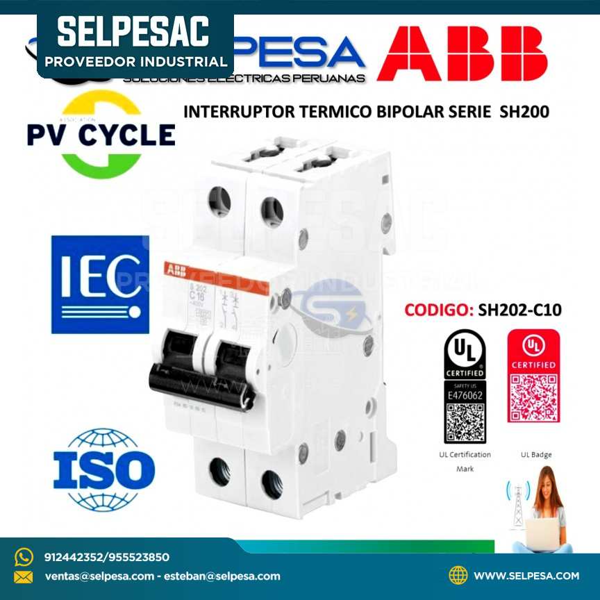 INTER. TERMICO RIEL DIN SERIE SH200 3x10A ABB