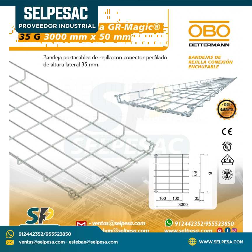 OBO - BANDEJA DE REJILLA GR MAGIC 35G 300MM X 50MM