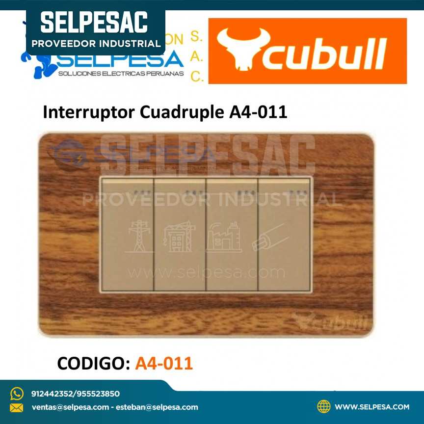 INTERRUPTOR CUADRUPLE MADERA CUBULL A4-011