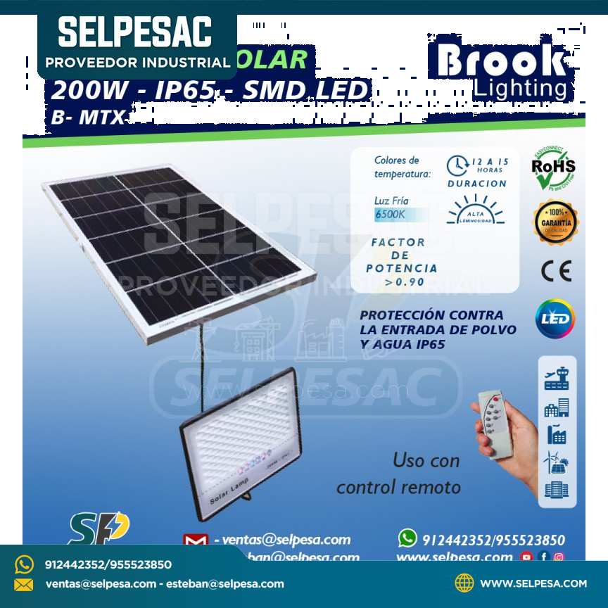 BROOK LIGHTING - REFLECTOR SOLAR 200W IP65 - SMD LED 6500K