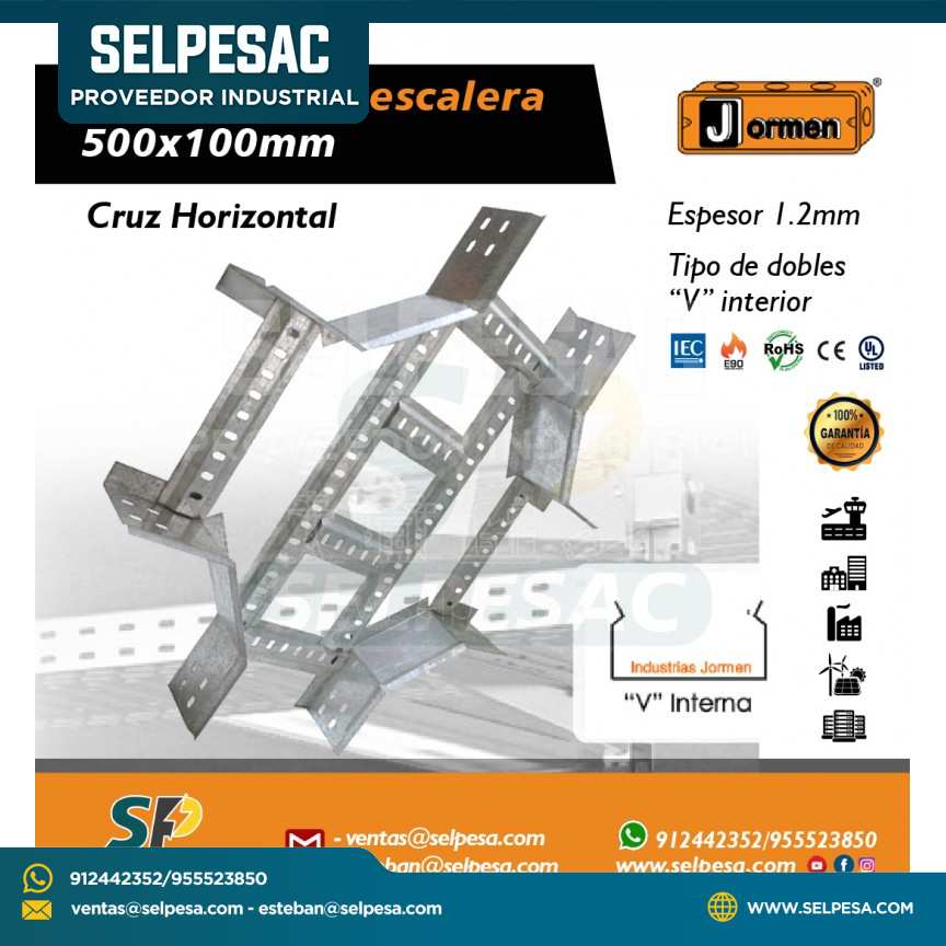JORMEN - BANDEJA TIPO ESCALERA CRUZ HORIZONTAL 500X100MM UL