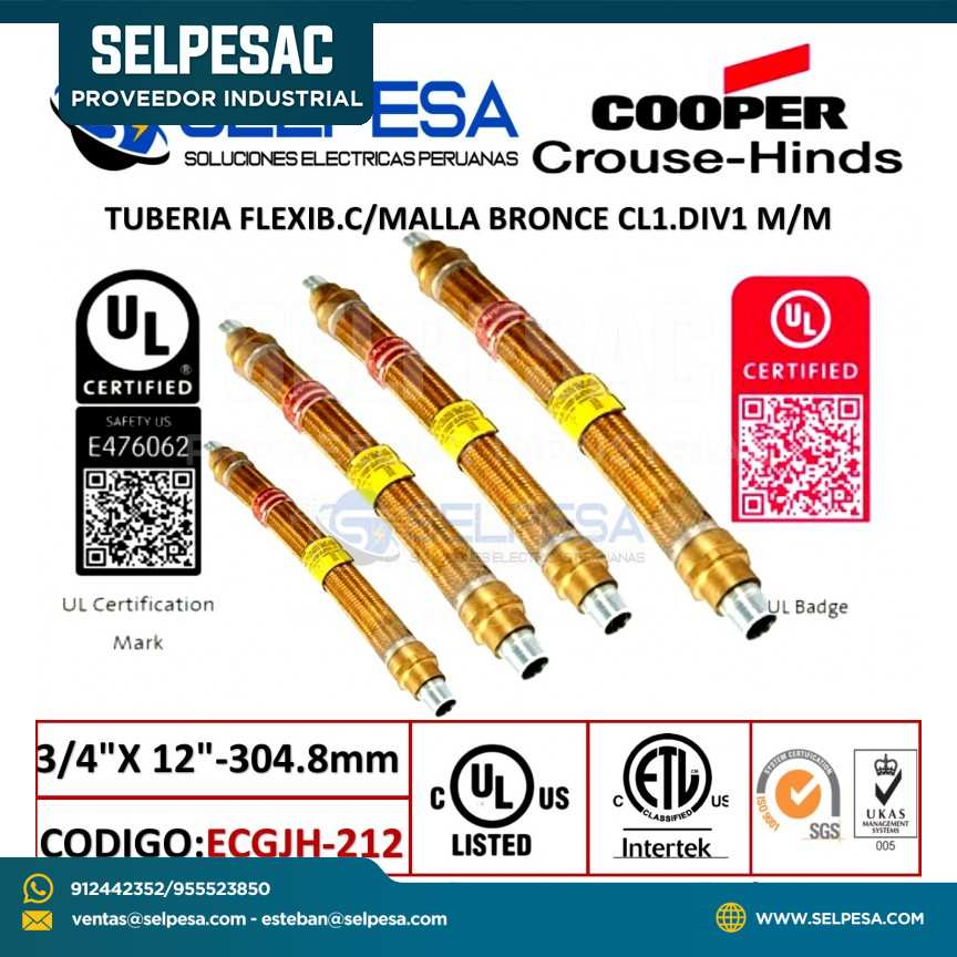 ACOPLE FLEXIBLE, 3/4´´X 12´´-304.8mmM/M UL CROUSE HINDS