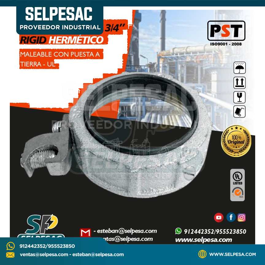 PROSTAR - TUERCA BUSHING RIGID HERMÉTICO 3/4´´ C/PUESTA TIERRA C/UL