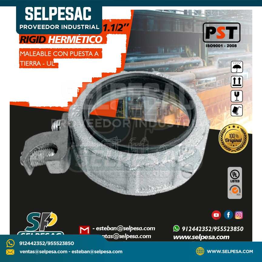 PROSTAR - TUERCA BUSHING RIGID HERMÉTICO 1.1/2´´ C/PUESTA TIERRA C/UL