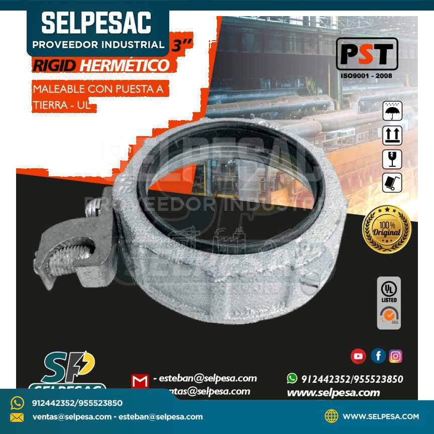 PROSTAR - TUERCA BUSHING RIGID HERMÉTICO 3´´ C/PUESTA TIERRA C/UL