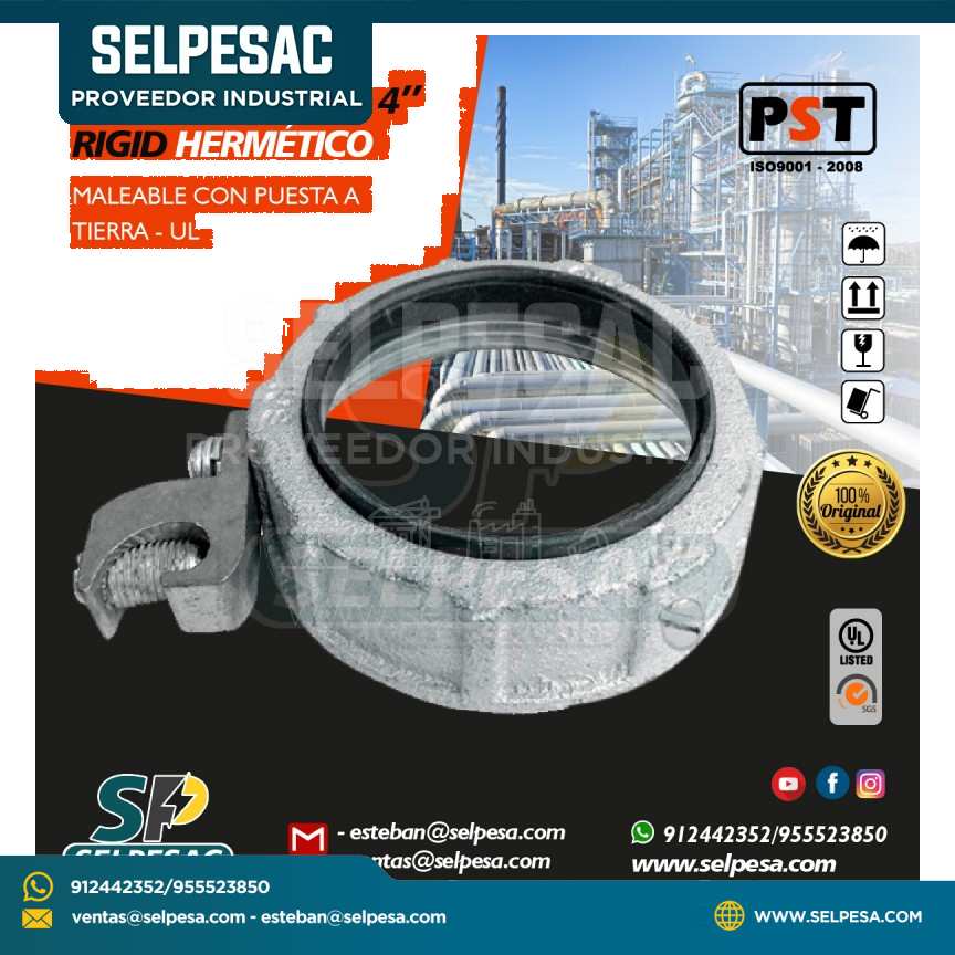 PROSTAR - TUERCA BUSHING RIGID HERMÉTICO 4´´ C/PUESTA TIERRA C/UL