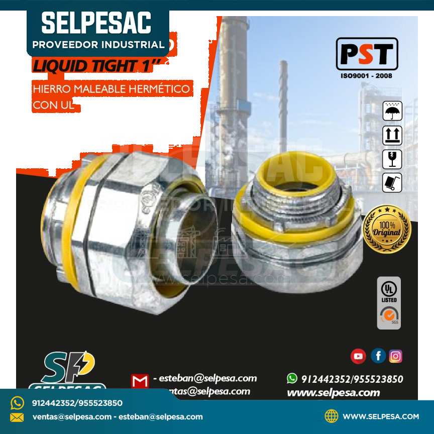 PROSTAR - CONECTOR RECTO LIQUID TIGHT 1´´ HIERRO MALEABLE C/UL