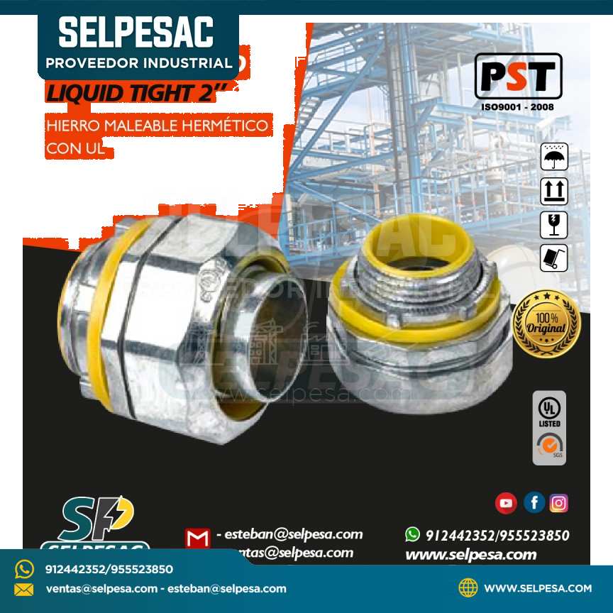 PROSTAR - CONECTOR RECTO LIQUID TIGHT 2´´ HIERRO MALEABLE C/UL