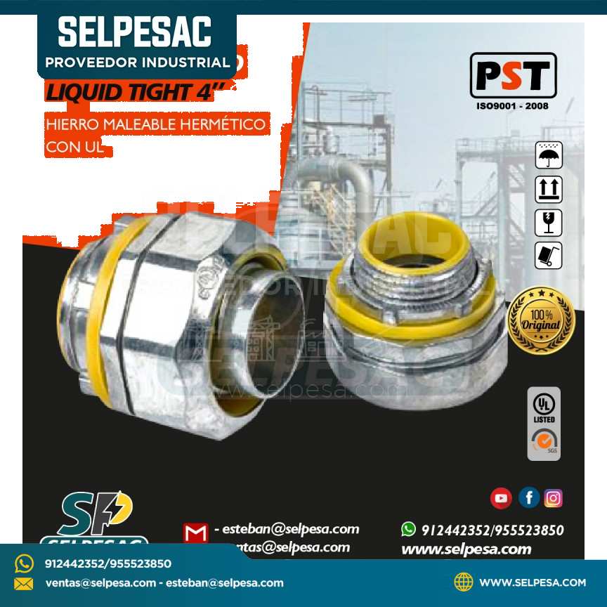 PROSTAR - CONECTOR RECTO LIQUID TIGHT 4´´ HIERRO MALEABLE C/UL