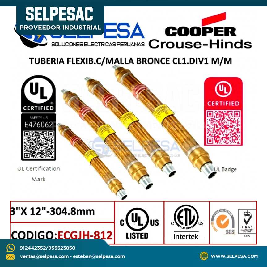 ACOPLE FLEXIBLE,3´´X 12´´-304.8mm M/M UL CROUSE HINDS