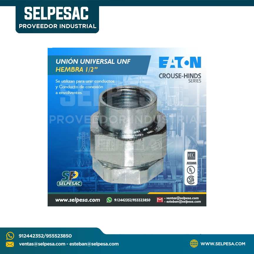 EATON CROUSE HINDS - UNIÓN UNIVERSAL UNF HEMBRA 1/2´´